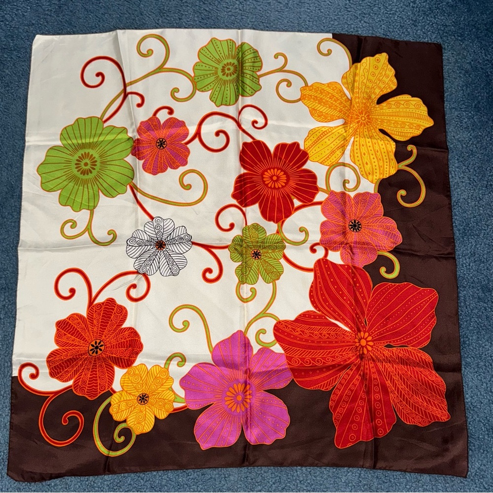 Vintage Talbots 100% Silk Scarf Floral